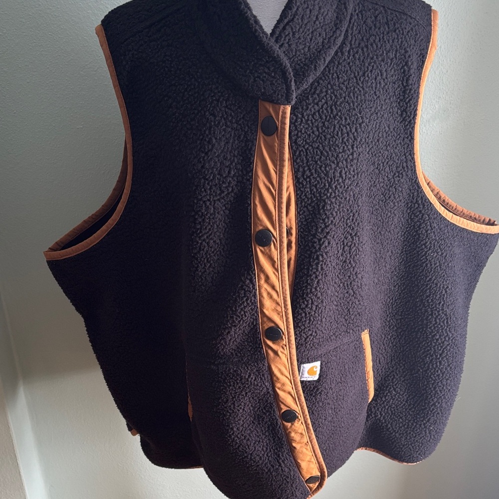 Carhartt Fleece Vest with Brown Trim
